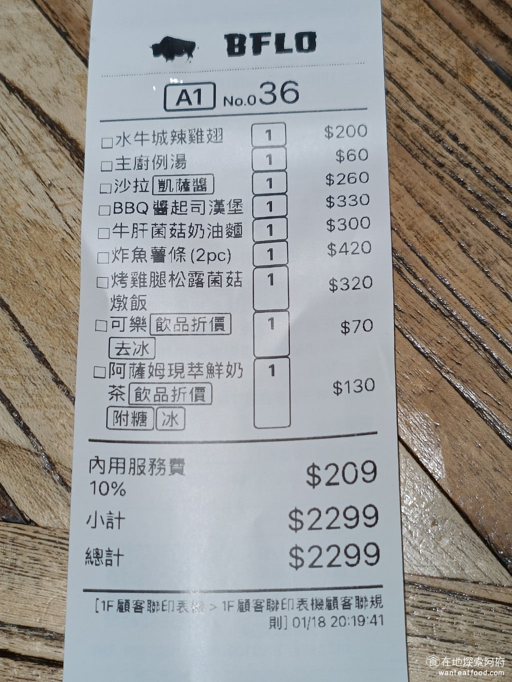 BFLO Restaurant Restaurant菜單 Restaurant推薦 水牛城辣雞翅 這間店的CP值還算不錯，我們四個人吃，平均每個人是 500 多塊，我們其實吃得非常飽。如果這些食物我們是在 Fridays 吃的話，恐怕每人都要900 元。 @在地老饕阿府