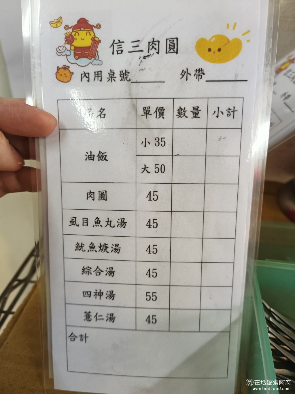 八斗子 信三肉圓 中正區美食 台灣小吃 菜單非常簡單,有肉圓、油飯、魷魚羹湯、蝦仁魚丸湯和四神湯。油飯建議點小的就好,小份就足夠兩個人吃了,份量很多。 @在地老饕阿府