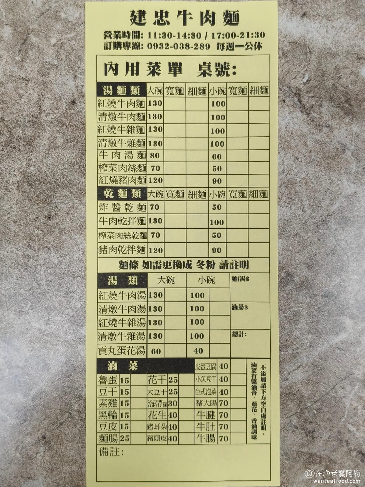 建忠牛肉麵 建忠牛肉麵菜單 建忠牛肉麵推薦 信義區美食 信義美食 《建忠牛肉麵》麵類主打紅燒和清燉兩種口味的牛肉麵、牛雜麵，不吃牛的人可以選擇豬肉麵、榨菜肉絲麵或炸醬麵。麵條有細麵與寬麵可以選，大小碗差距約 30 元。但其實小碗的一個人就很夠吃了。目前一碗小碗牛肉麵，100 元，大碗130 元，加點切小菜，多個幾十元，以信義區的消費水準來說，確實相當平價。 @在地老饕阿府